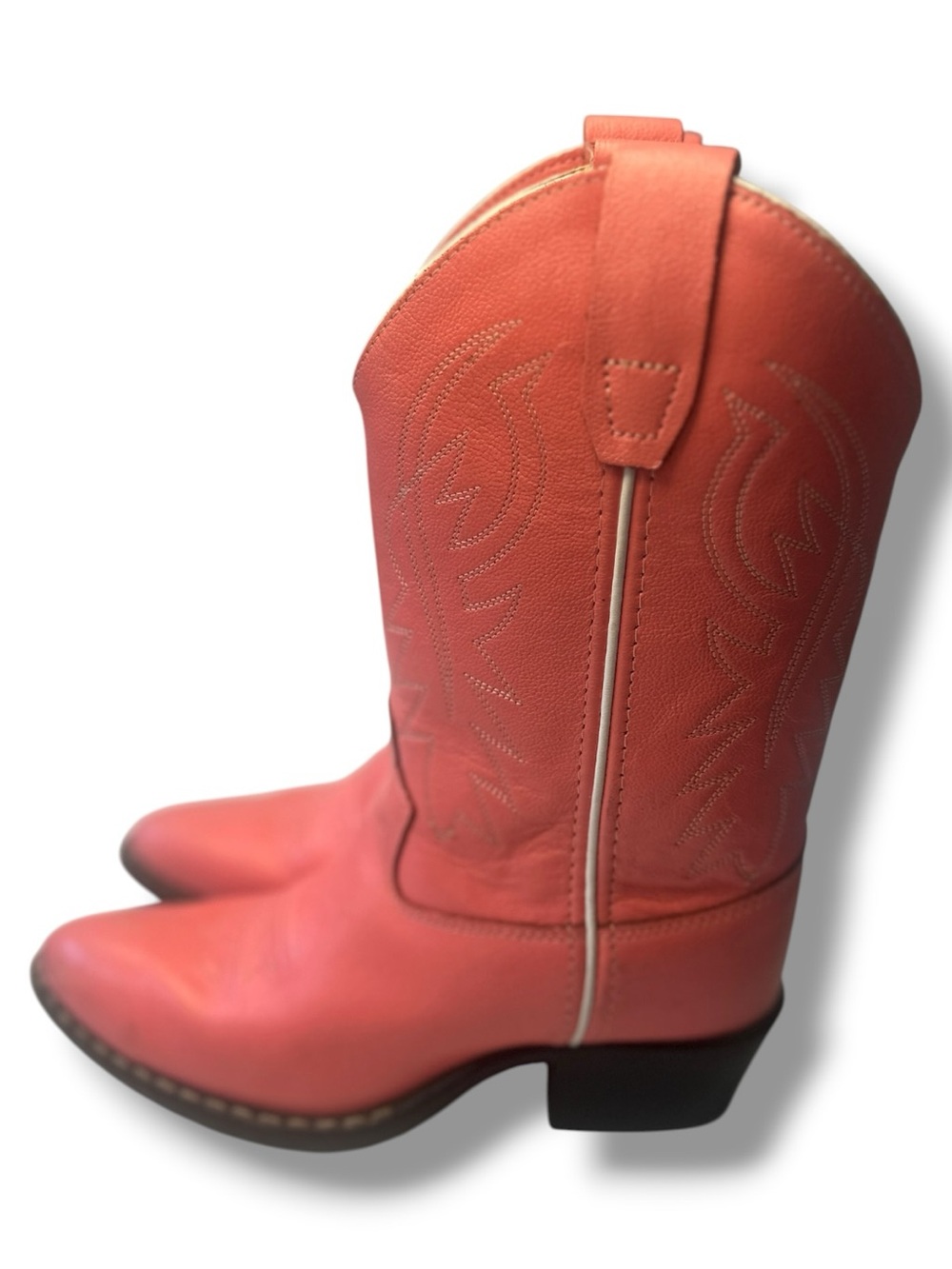 Old West - Girls Narrow J-Toe Western Boots, Pink, Size 3